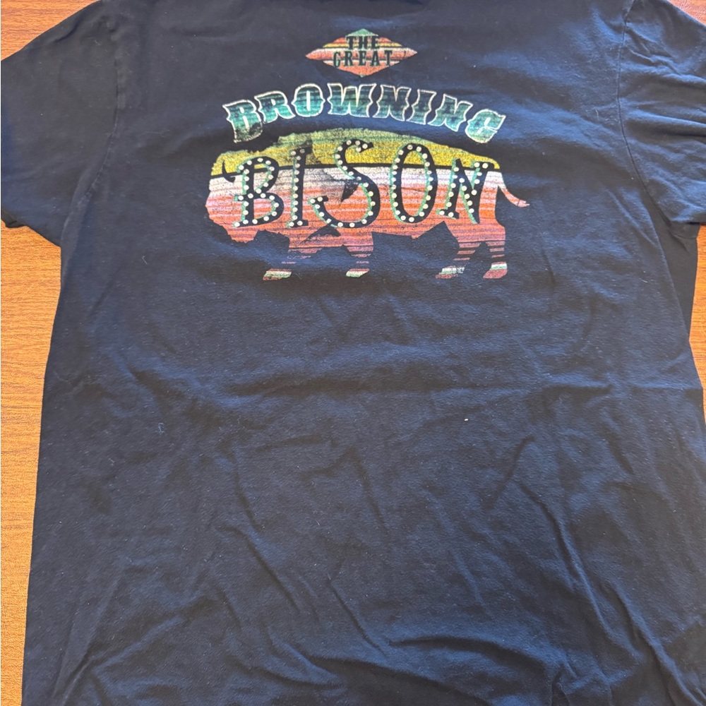 Browning Black Short Sleeve Tee with Colorful Bison Design